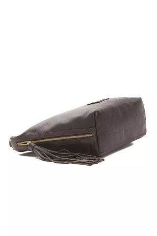 Elegant Leather Shoulder Bag In Rich Brown