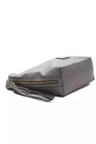 Chic Gray Leather Shoulder Bag