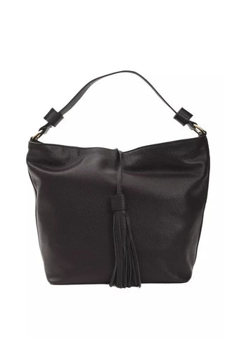 Sleek Black Leather Shoulder Bag