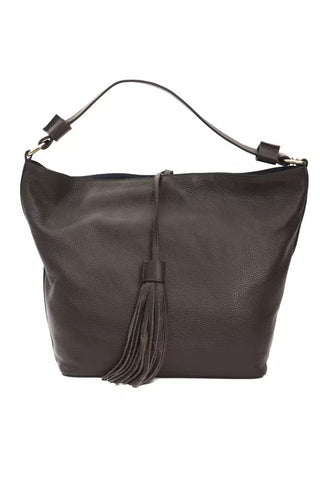 Elegant Leather Shoulder Bag In Earthy Brown