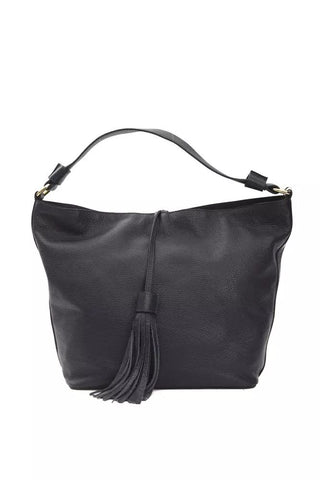 Chic Gray Leather Shoulder Bag With Logo Detailing