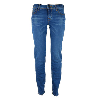 Elegant Blue Denim Jacquard Pants