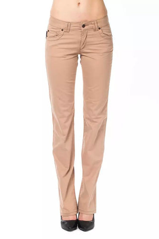 Beige Cotton Women Pant