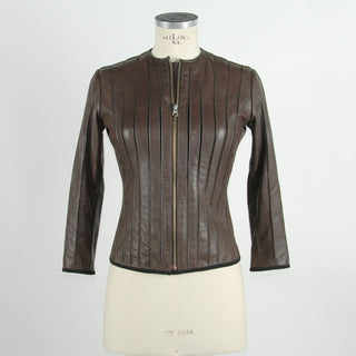 Elegant Brown Leather Jacket For Sleek Style