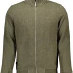 Superdry Clothing Green / S Sleek Green Zippered Sweatshirt with Embroidery