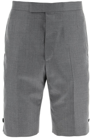 Thom Browne Clothing super 120's wool shorts with back strap