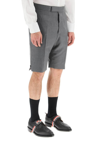 Thom Browne Clothing super 120's wool shorts with back strap