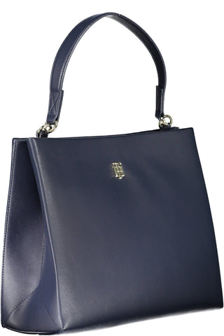 Chic Blue Polyurethane Handbag With Logo
