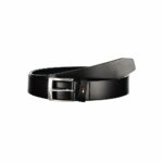 Sleek Black Leather Belt With Classic Metal Buckle