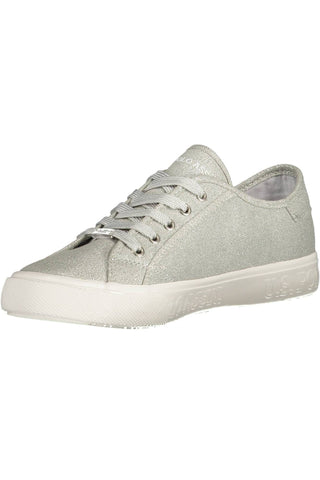Silver Lace-up Sporty Sneakers For Modern Women