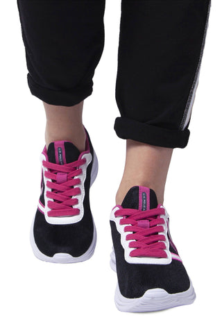 Chic Black Lace-up Sports Sneakers