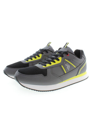 Sleek Gray Sporty Sneakers With Logo Accents