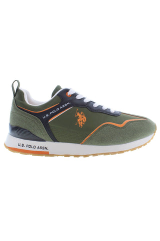 Green Laced Sports Sneakers With Logo Detail