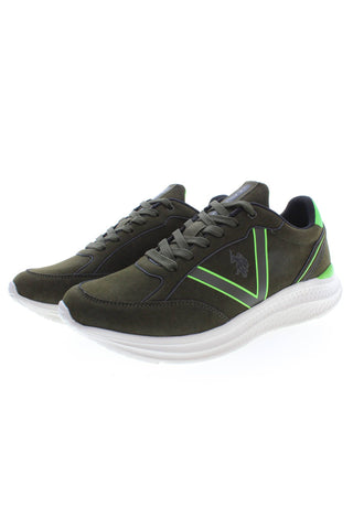 Green Laced Sports Sneakers With Logo Detail