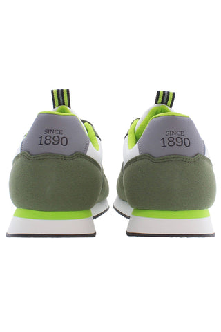 Green Lace-up Sneakers With Contrasting Details