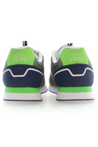 Sleek Green Sneakers With Iconic Logo Detailing