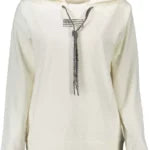 Chic White Hooded Sweatshirt With Contrast Details