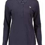 Elegant Long-sleeved Blue Polo For Women