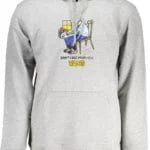 Vans Clothing Gray / L Sleek Gray Hooded Sweatshirt with Central Pocket