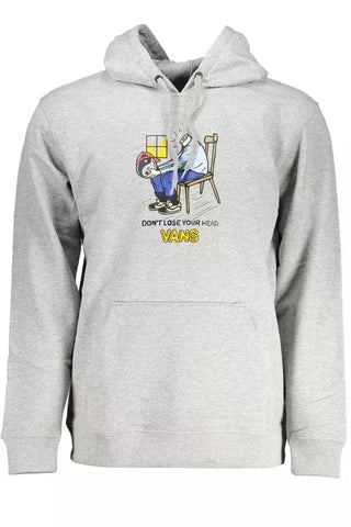 Vans Clothing Sleek Gray Hooded Sweatshirt with Central Pocket