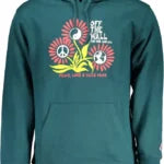 Green Cotton Hooded Sweatshirt With Central Pocket
