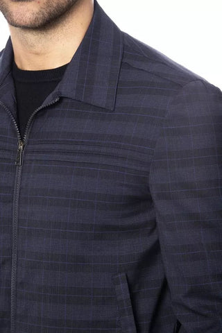 Verri Clothing Blue / IT54 | XXL Elegant Wool Blend Bomber Jacket