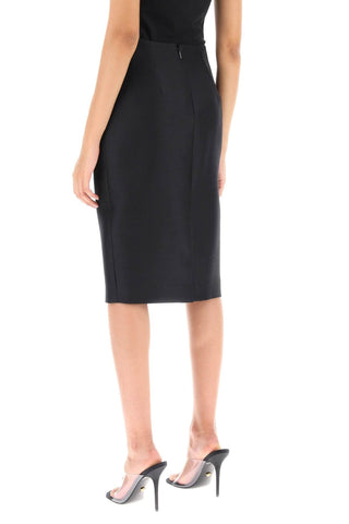 Versace Earrings Black / 42 wool silk pencil skirt