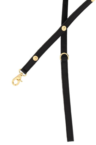 Versace Lifestyle Black / os leather leash with medusa studs