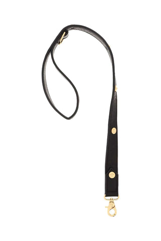 Versace Lifestyle Black / os leather leash with medusa studs