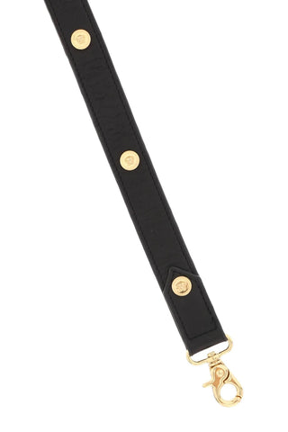 Versace Lifestyle Black / os leather leash with medusa studs