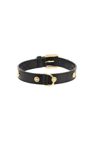 Versace Lifestyle leather collar with medusa studs - large