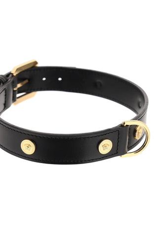 Versace Lifestyle leather collar with medusa studs - large